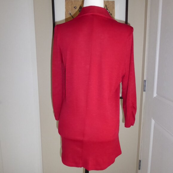 Light-weight Open Front Red Knit Cardigan/Coverup, Size M - Picture 3 of 4